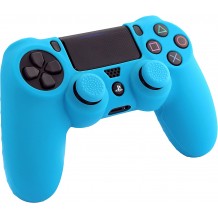 Capa Silicone + Grips PS4 - Azul