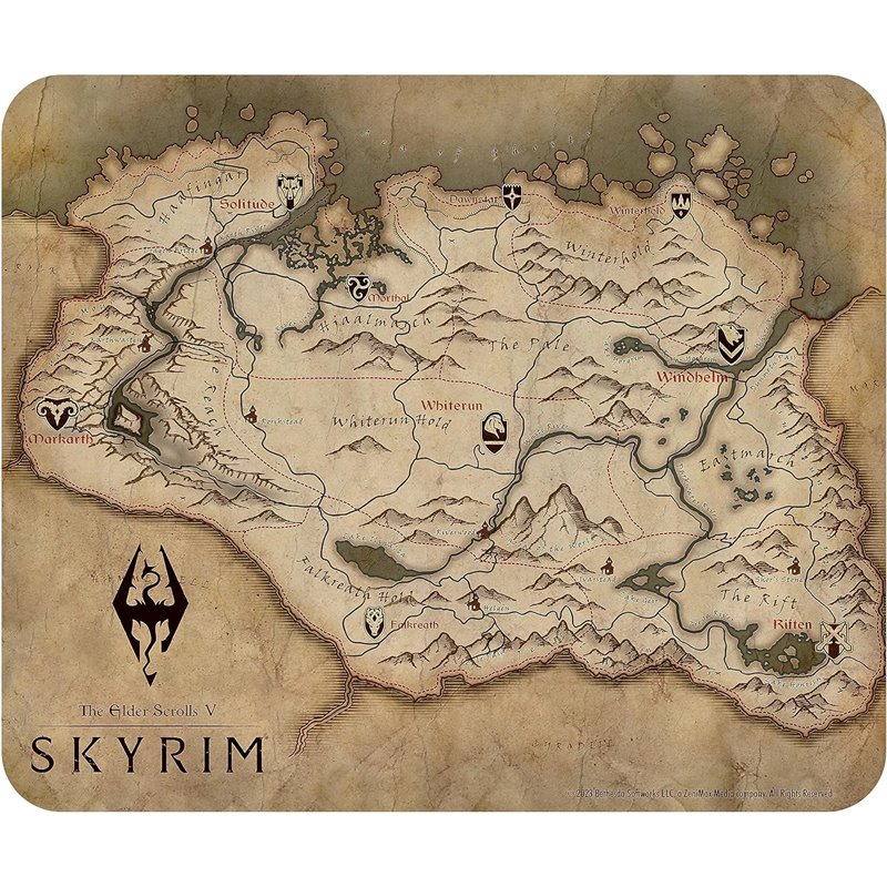 Tapete de Rato Flexível - The Elder Scrolls V: Skyrim Map