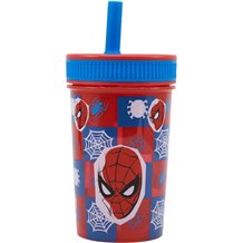 Copo 465 ML com Tampa e Palha - Spiderman Midnight Flyer