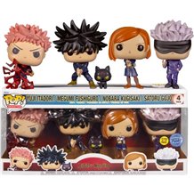 Funko Pop! 4-Pack Animation Jujutsu Kaisen S1 - Yuji Itadori / Megumi Fushiguro / Nobara Kugisaki / Satoru Gojo (Glows in the Da