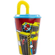 Copo 430 ML com Tampa e Palha - Spider-man