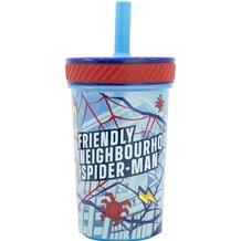 Copo Anti-Queda 370ml com Tampa e Palha - Marvel Spiderman