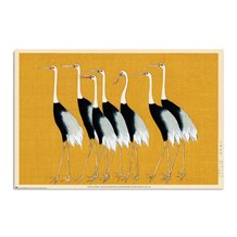 Poster Flock Of Beautiful Japanese Red Crown Crane By O. Korin