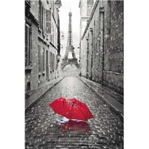 Poster Paris-Guarda Chuva Vermelho