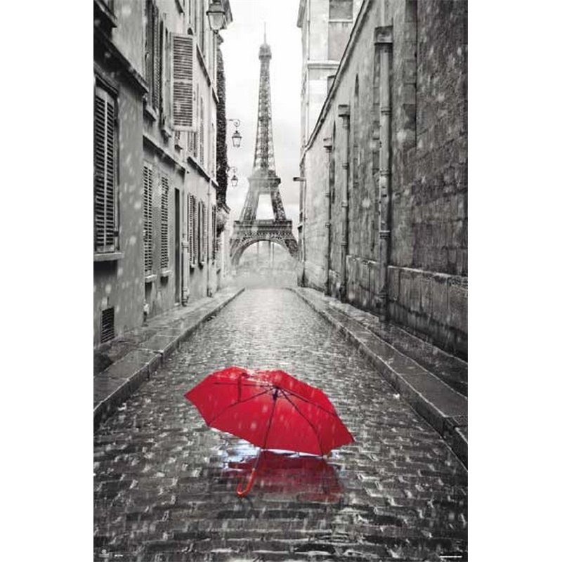 Poster Paris-Guarda Chuva Vermelho