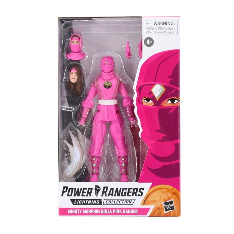 Figura Power Ranger Mighty Morphin Ranger Rosa Coleção Lighting