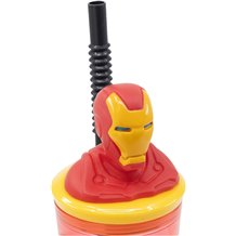 Copo 3D com Tampa e Palha 360 ML - Marvel Avengers: Iron Man