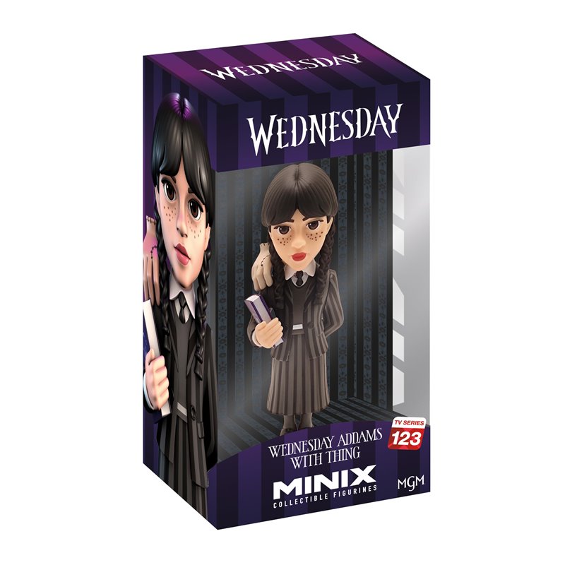 Minix - TV Series 123 - Figura PVC 12 cm - Wednesday - Mercredi Addams avec La Chose