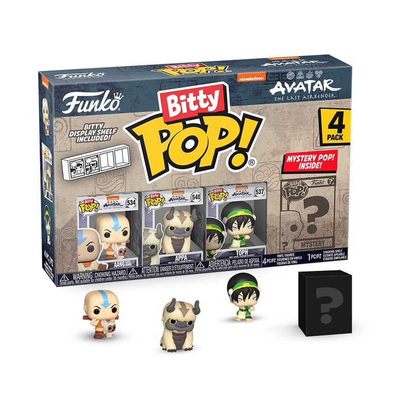 Funko Bitty Pop!: Avatar: The Last Airbender Mini Collectible Toys 4-Pack - Aang with Momo, Appa, Toph & Mystery Chase Figure 