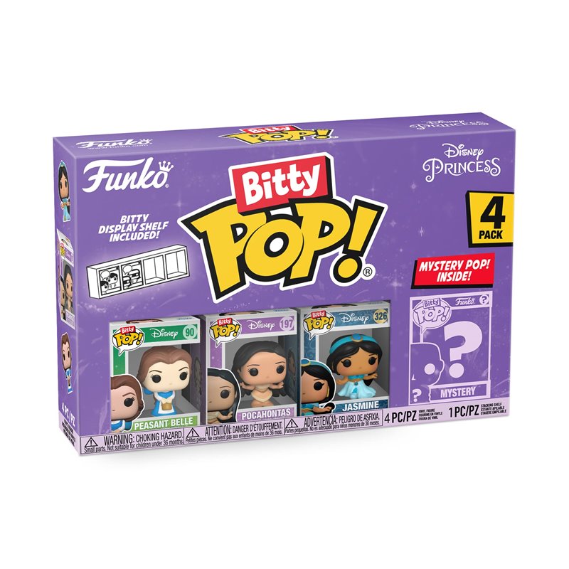 Funko Bitty Pop! Disney Princess Mini Collectible Toys 4-Pack - Peasant Belle, Pocahontas, Jasmine & Mystery Chase Figure