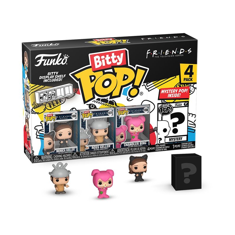 Funko Bitty Pop! Friends Mini Collectible Toys 4-Pack - Halloween Costume Collection Monica Geller, Ross Geller, Chandler Bing &