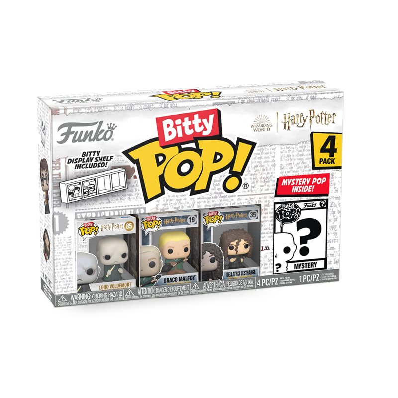 Funko Bitty Pop! Harry Potter Mini Collectible Toys 4-Pack - Lord Voldemort, Draco Malfoy, Bellatrix Lestrange & Mystery Chase F