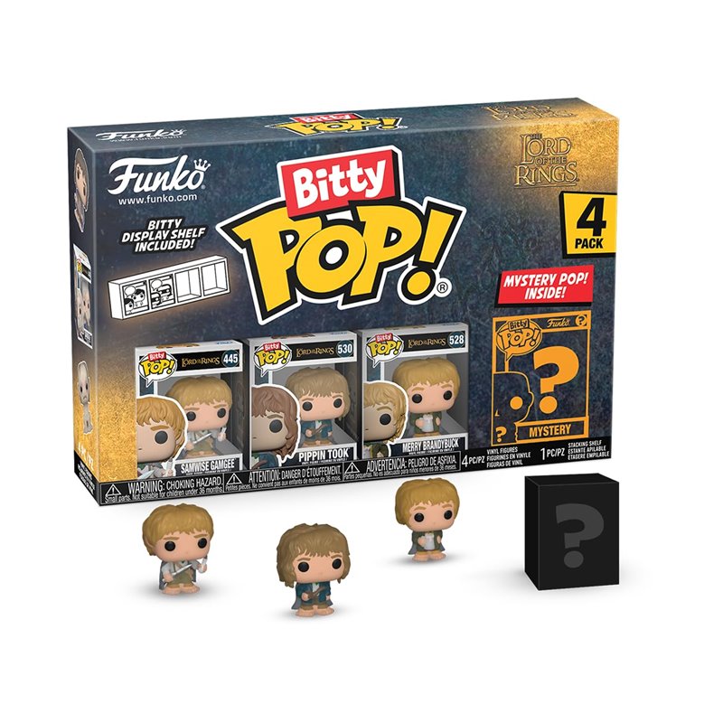 Funko Bitty Pop!: Lord of The Rings Mini Collectible Toys 4-Pack -? Samwise Gamgee, Pippin Took, Merry Brandybuck, & Mystery Cha