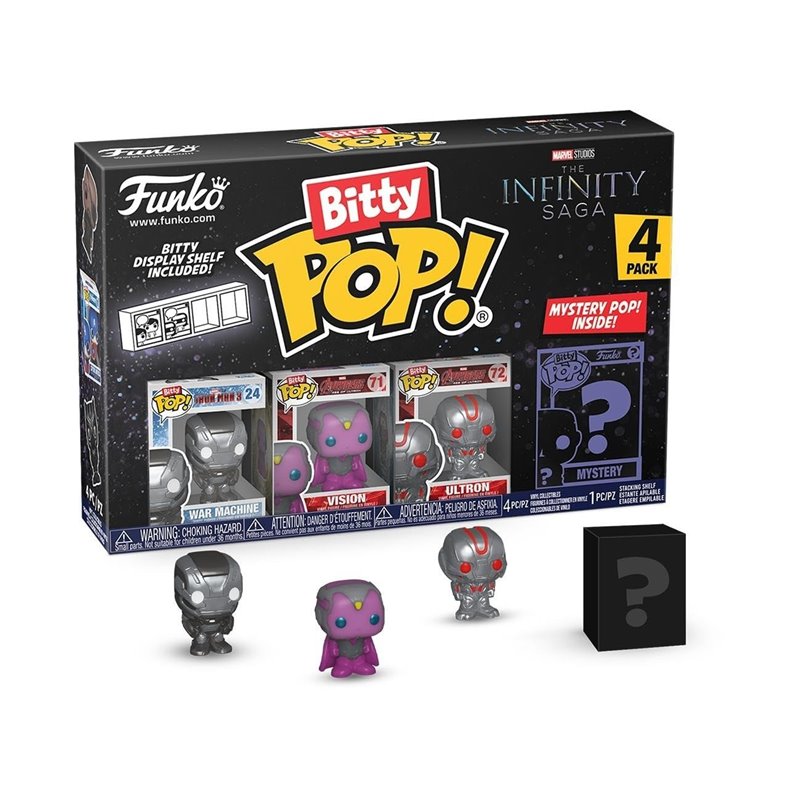 Funko Bitty Pop! Marvel Mini Collectible Toys 4-Pack - War Machine, Vision, Ultron & Mystery Chase Figure