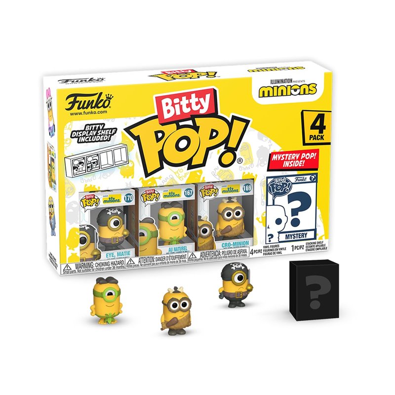 Funko Bitty Pop!: Minions Mini Collectible Toys 4-Pack - Eye, Matie, Cro-Minion, Au Naturel, & Mystery Chase Figure