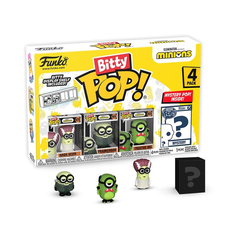 Funko Bitty Pop!: Minions Mini Collectible Toys 4-Pack - Frankenbob, Bride Kevin, Creature Mel, & Mystery Chase Figure