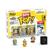 Funko Bitty Pop!: Minions Mini Collectible Toys 4-Pack - Roller Skating Stuart, Pajama Bob, Kung Fu Kevin, & Mystery Chase Figur