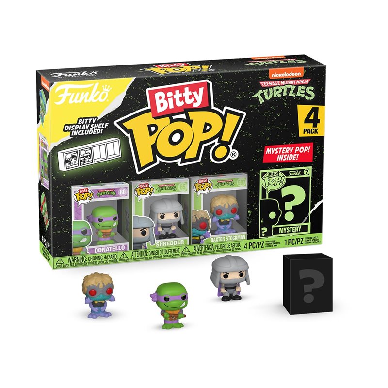 Funko Bitty Pop! Teenage Mutant Ninja Turtles Mini Collectible Toys 4-Pack - Donatello, Shredder, Baxter Stockman & Mystery Chas