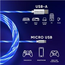 Oniverse - Led Fast Charging Cable : USB-A - Micro-USB (2 Metros / Branco)