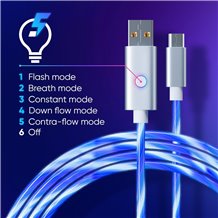 Oniverse - Led Fast Charging Cable : USB-A - Micro-USB (2 Metros / Branco)