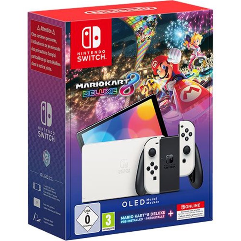 Consola Nintendo Switch OLED Branca + Mario Kart 8 Deluxe + 12 Meses Nintendo Switch Online